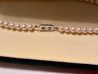 Mikimoto Cultured White Round Pearl Necklace 15in Silver Clasp, with velvet box — photo 3