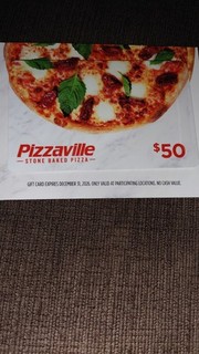 $50.00 Pizzaville Gift Card