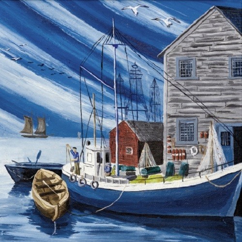 4 x Paper Napkins/33cm/3Ply/Decoupage/Fishing Harbour/Boat/Fishing