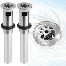 WiseWater 2-Pack Grid Bathroom Sink Drain Assembly with Overflow, 1-1/2 x 10 ...