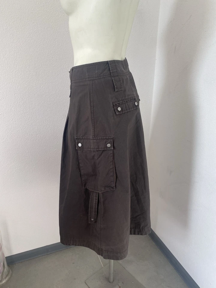 Юбка миди Mexx Cargo коричневая размер 8 трапециевидные карманы хлопок Dd25 - Изображение 2 из 4