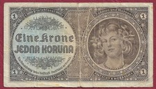 B&ouml;hmen & M&auml;hren/Bohemia & Moravia 1 Koruna Serie D017 Ro.558a (1940)