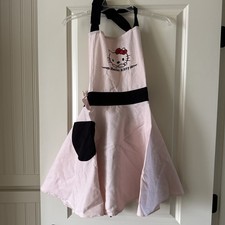 Hyzrz Hello Kitty Pink  black Retro Apron flare Kitchen Cook