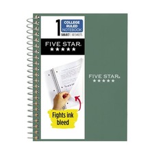 Five Star Spiral Notebook, 1 Subject, College Ruled Paper, 4-3/8" x 7", Perso...
