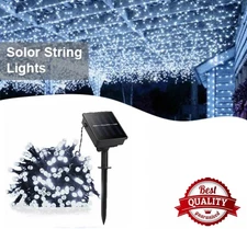 100 200 LED Solar String Lights Cool White Party Fairy Light Garden Yard Outdoor