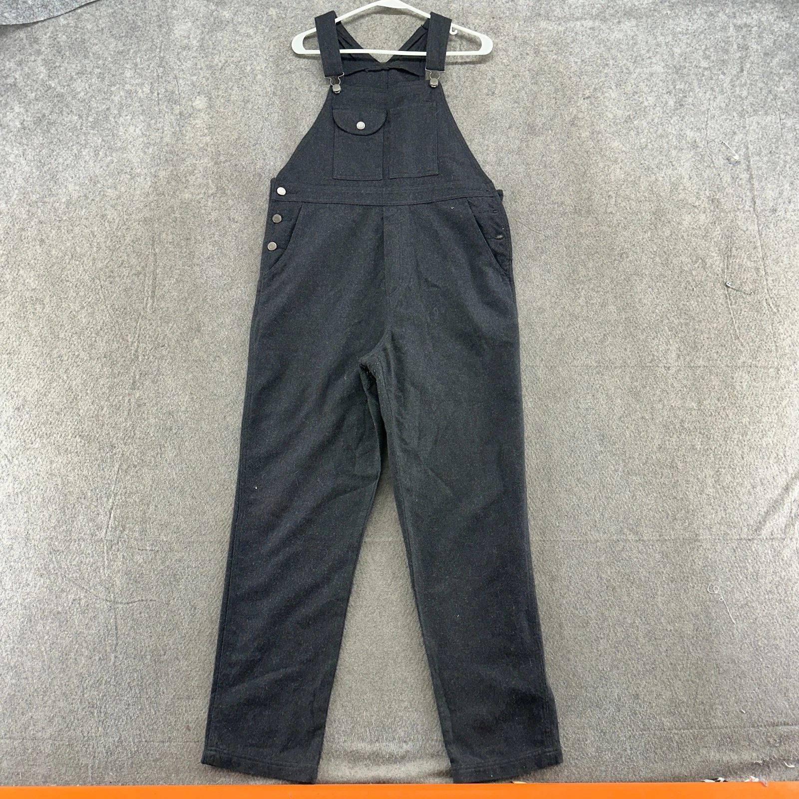VTG Gap Bib Overall Women’s Medium Black Wool Blend Gardening Outdoor 90s