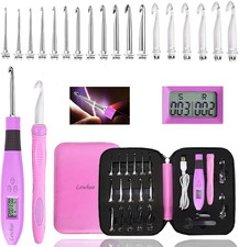 18 Size Counting Light Up Crochet HookDigital Crochet Hooks with Stitch Coun...