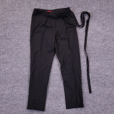 Brioni Dress Pants Womens Sz 8 (30x28) Black Mid Rise Pleated Belted *Flaw