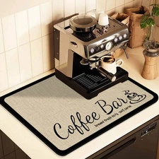 Coffee Mat for Countertops ,Coffee Bar Accessories Fit Under Coffee Maker Esp...
