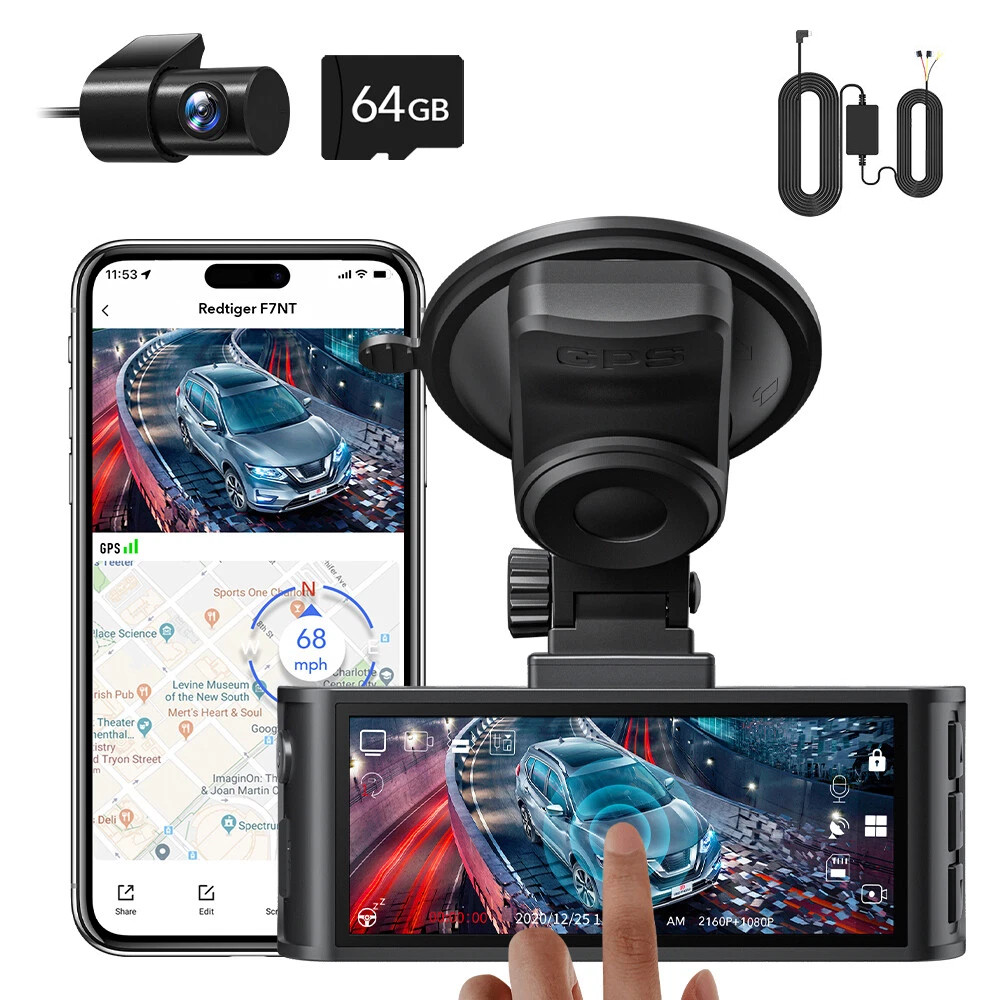 REDTIGER F7NT Dash Camera 4K Front and Rear,Touch Screen ,With Hardwire Kit