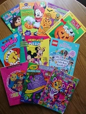 Mixed Coloring & Activity Book Lot • Dora Minnie Scooby LEGO Stickers Lisa Frank