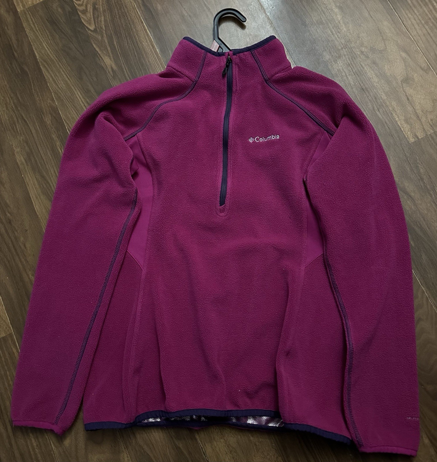 Columbia Fleece Jacket Womens Medium Purple Quarter Zip Coat Outdoor Activewear