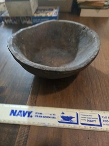 Early Primitive Round Wood 1-Piece Tapered  Bowl  ~ PR739-M