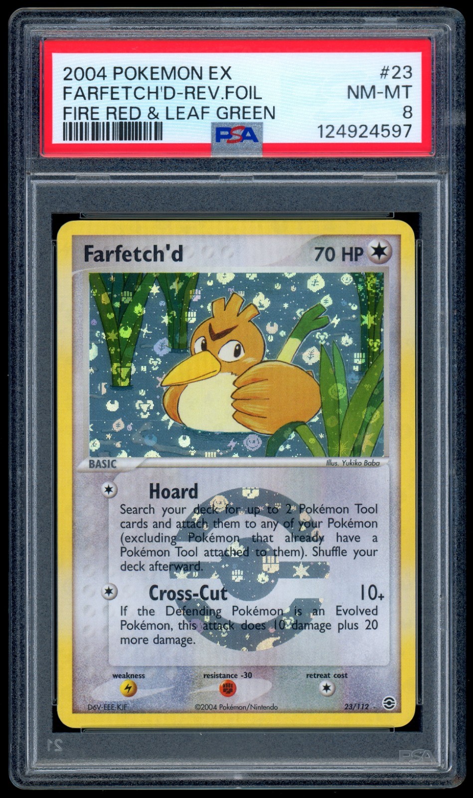 2004 Pokemon Farfetch'd 23/112 EX Fire Red & Leaf Green Reverse Holo PSA 8
