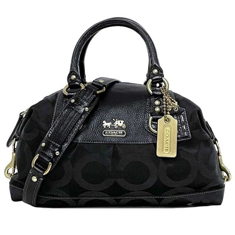 Coach Madison Signature Black Canvas & Leather Tote Bag 30x23x12cm