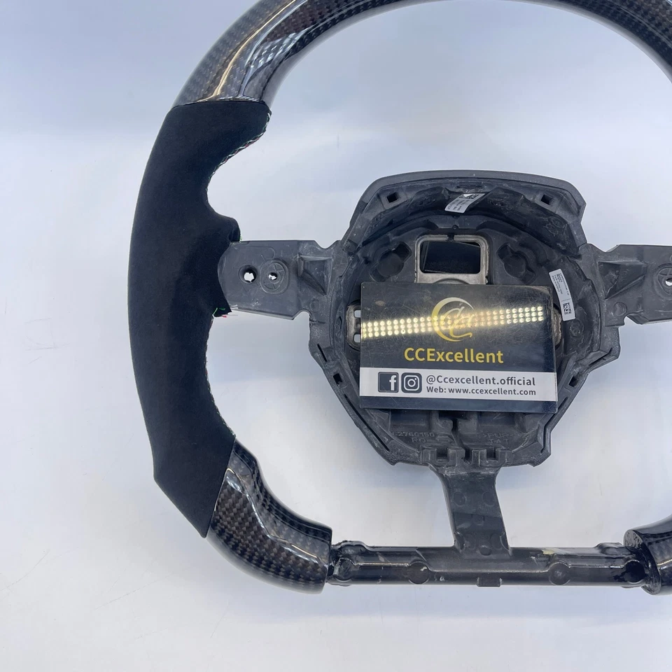 For Lamborghini Huracan 2015+ Custom Alcantara Real Carbon Fiber Steering Wheel - Image 3 of 4
