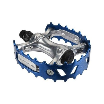 SE Bikes Blue Bear Trap 9/16'' Pedals, SL/BU - Stylish Alloy Cage Design