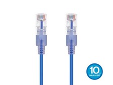 SlimRun Cat6A Ethernet Patch Cable Network RJ45 Stranded UTP 30AWG 5ft Blue 10pk