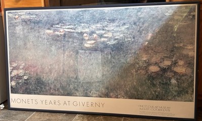 VTG Monet's Years At Giverny 1978 St. Louis Museum Exhibit Print 49x29 framed