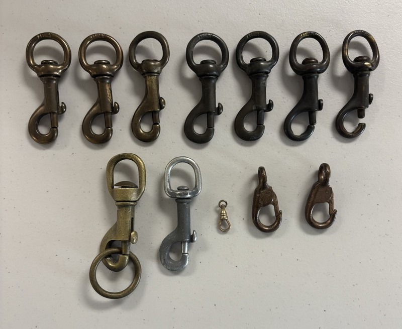 12 vintage brass swivel snap links Italy 9 heavy duty