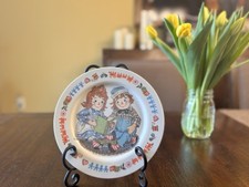 Vintage Baby Plate Raggedy Ann Raggedy Andy Melamine Oneida 1969 7.5 Inch
