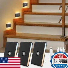 Wowatt Rechargeable Motion Sensor Stair Light, Black Night Lights with Magnetic