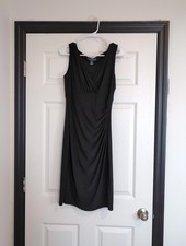 Size 6 Ralph Lauren flattering ruched black dress