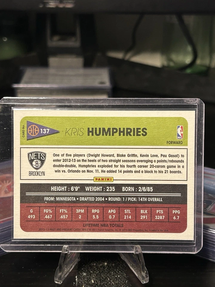 2012-13 Panini Past & Present 137 Kris Humphries - Image 2 of 2