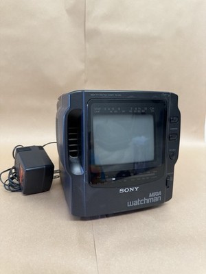 Sony Watchman FD-525 5'' CRT Portable TV 480i AM/FM Radio Black TESTED & WORKING
