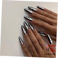 Halloween Press on Nails for Women - Bone Long Acrylic - White Bone
