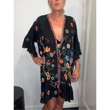 Johnny Was Black Floral Kimono Cover-Up