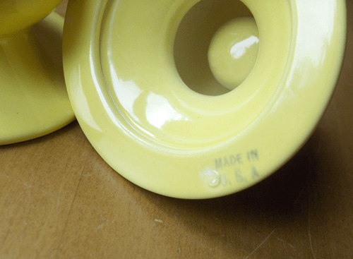 Franziskaner El Patio Kugel Kerzenständer Paar~gelb glänzend~#133~Vintage 30er Jahre - Bild 3 von 4