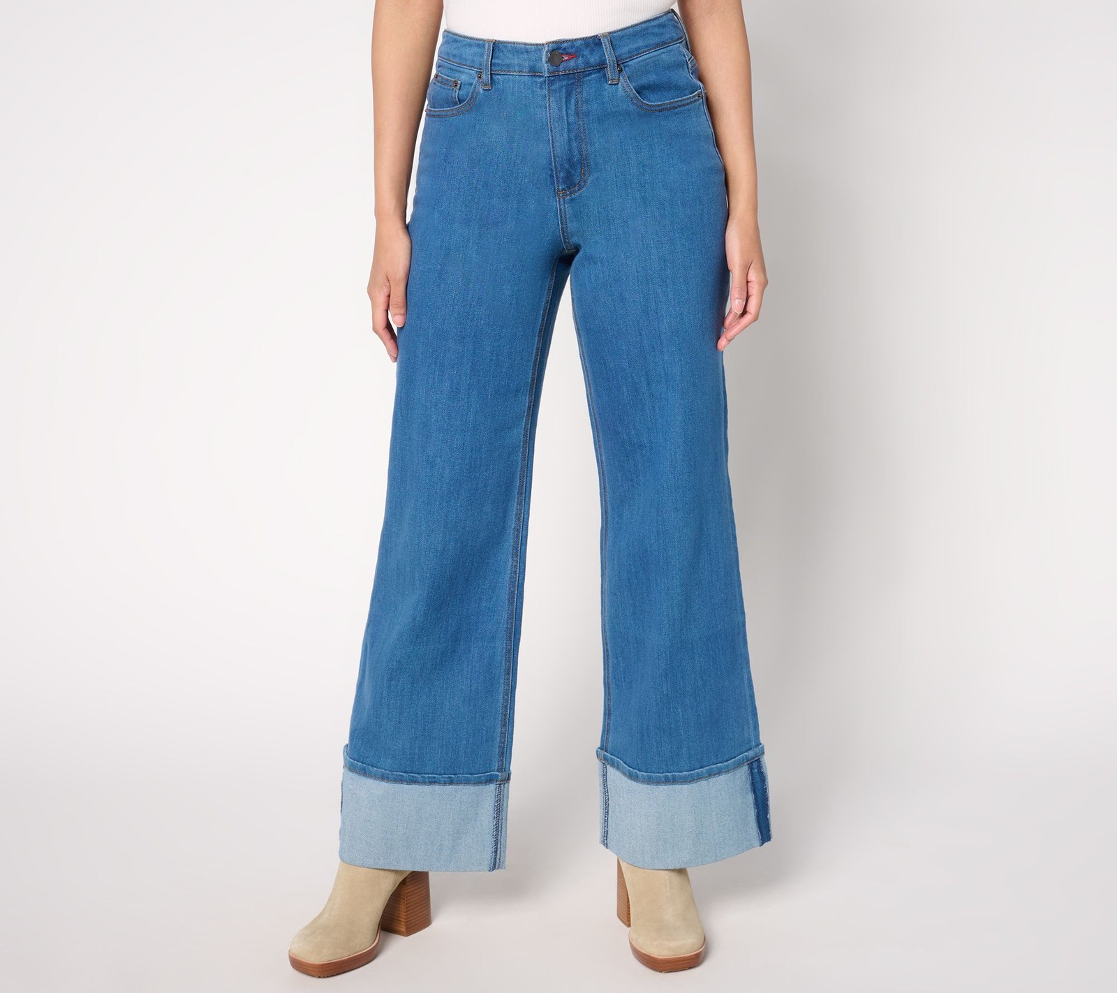 Peace Love World Women's Pants Sz 12 Full Length Cuffed Jeans w Blue A674553