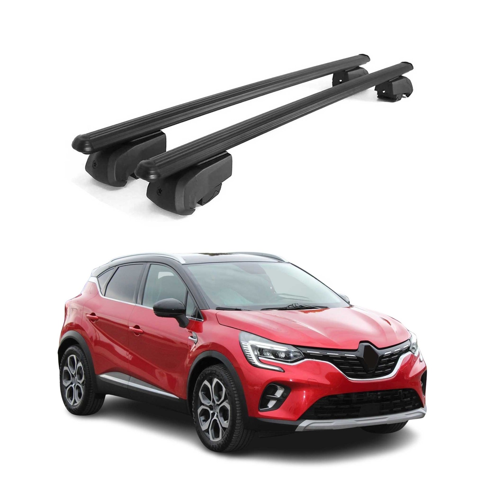 Barres de toit en alu noir pour Renault Captur 2020-2023