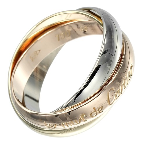 CARTIER Trinity Ring 0.1" band K18 Gold (YGxPGxWG) #4.5(US Size) 6.59g Women