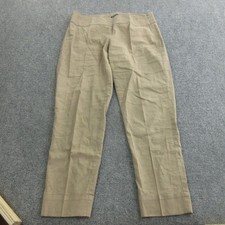 Eileen Fisher Dress Pants Womens Medium Beige Linen Viscose Straight Leg Zip