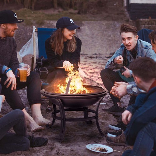 Pozzo del Fuoco Fuoco da Esterno a Legna Ciotola Pit Acciaio Patio Campeggio Picnic 22IN - Foto 2 di 9