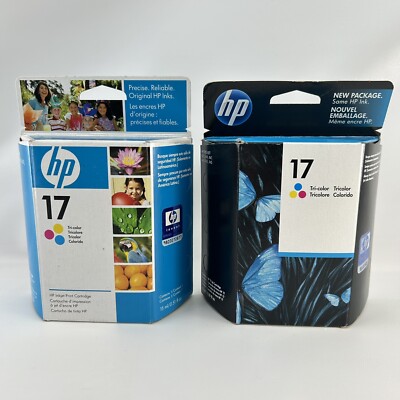 2 x Genuine OEM HP 17 Tri Color Printer Ink Cartridge C6625AN Retail Boxes