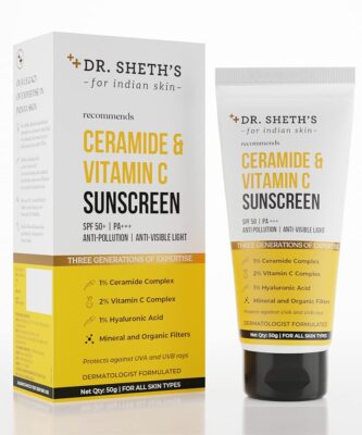 Dr. Sheth's Sonnencreme SPF 50 Creme Mit Ceramid & Vitamin C Für Ölige Haut 50g