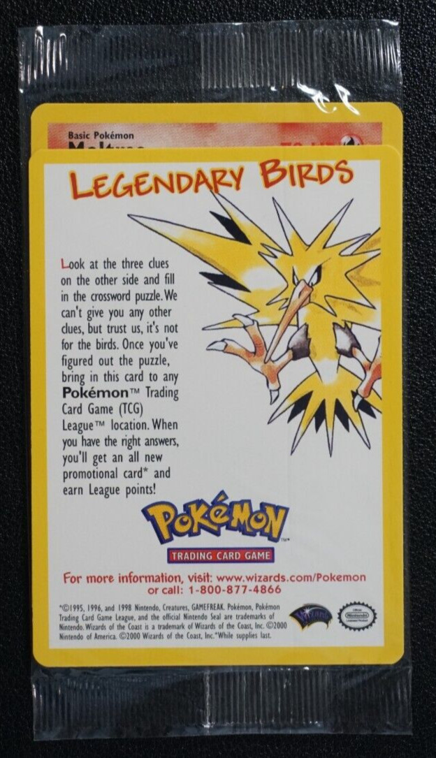 2000 Pokemon 🌟 Moltres 🌟 2000 Movie Promo Sealed Card 21 Black Star WOTC Mint