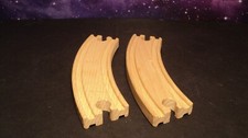 2pc Wooden Railway 6in Curved Train Track F/F 
