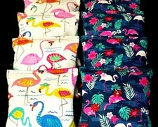 TROPICAL FLAMINGOS BEACH PARADISE 8 ACA regulation Cornhole bags