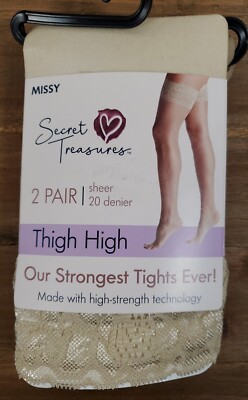 Secret Treasures THIGH HIGH Tights Missy BEIGE Sheer 20 Denier 2 Pair