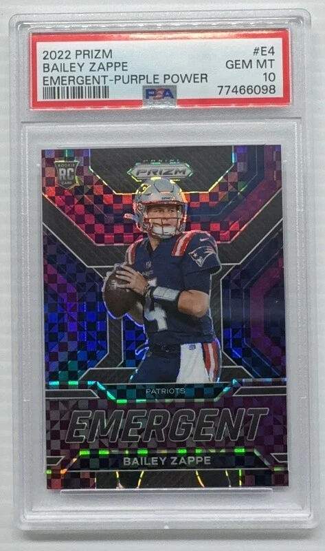 Bailey Zappe Panini Prizm Emergent #E4 Purple Power