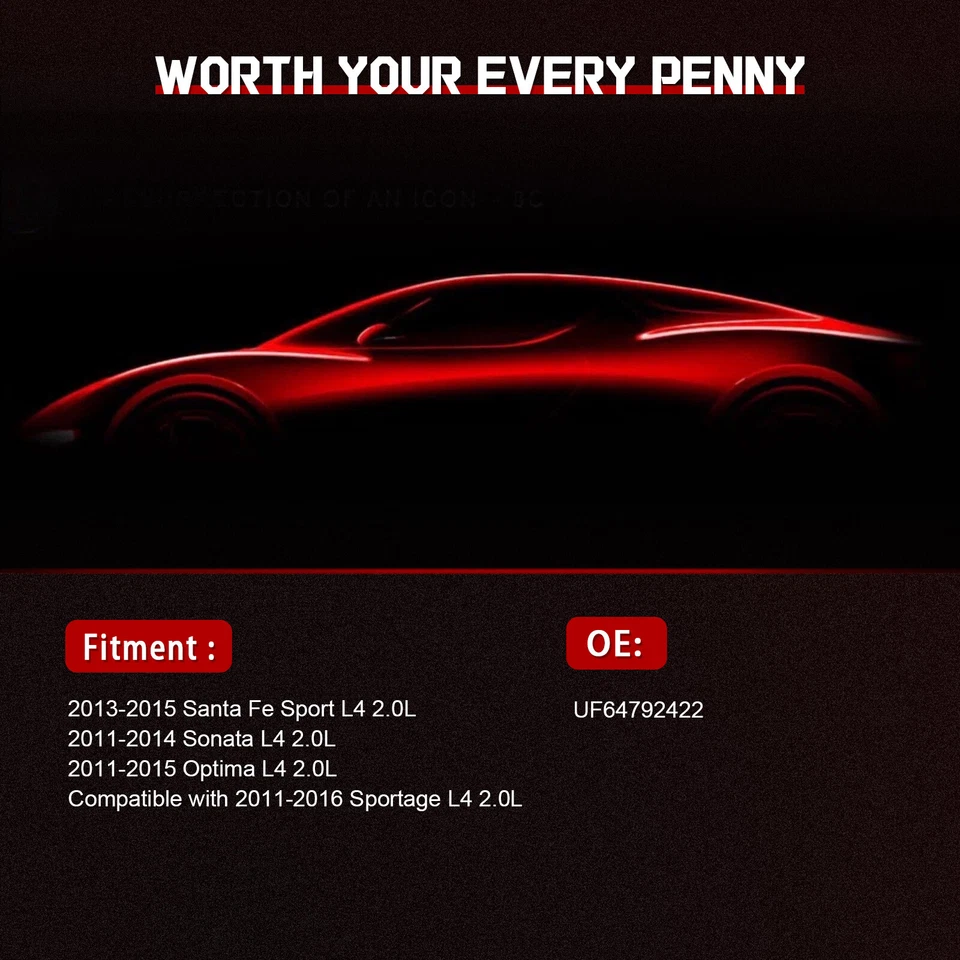 For Hyundai Santa Fe Sport 2.0L 2013-2015 Ignition Coil & Spark Plugs UF647 4pcs - Image 2 of 4