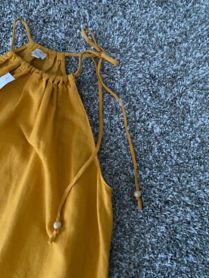 LOFT Beach Small Halter Swing Dress Boxy Oversized Linen Yellow Short  Sundress | eBay