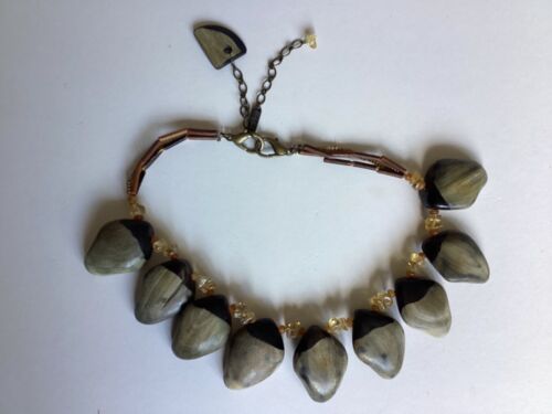 Vintage Nature bijoux (France) Natural Stone/Horn/Citrine Statement Necklace - Picture 1 of 4