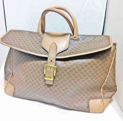 Auth celine macadam travel bag large boston bag pvc leather m14 from japan