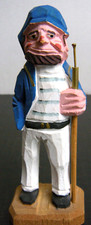 Vintage Fisherman Figurine Nautical Folk Art Hand Carved Wood Pirate Deck Hand