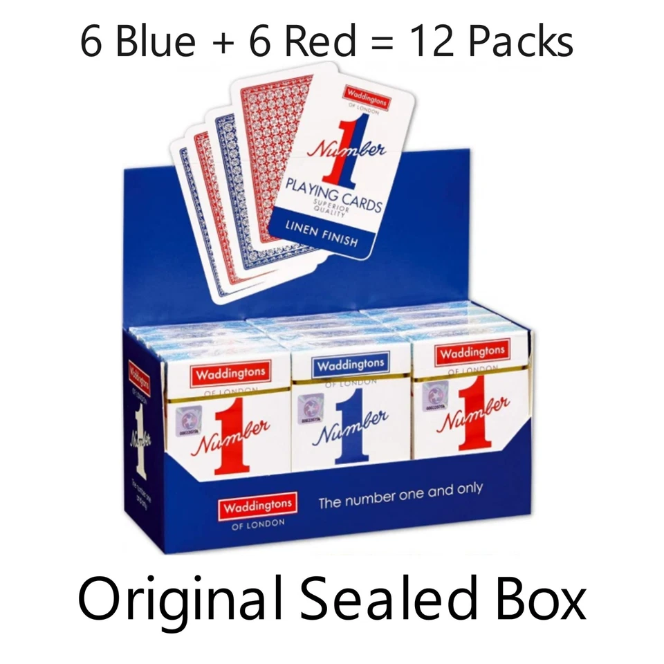 Waddingtons of London Number 1 Playing Cards, 12 Packs—Original Sealed Box